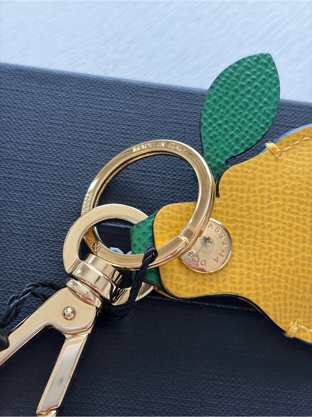 Dolce & Gabbana Dauphine Leather Keyring/AirTag with Gold Hardware - Picture 5 of 6